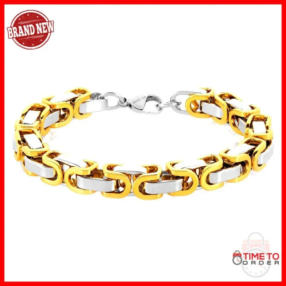 Stainless Steel Byzantine Chain Bracelet, 8.75 Inch, Lobster Clasp